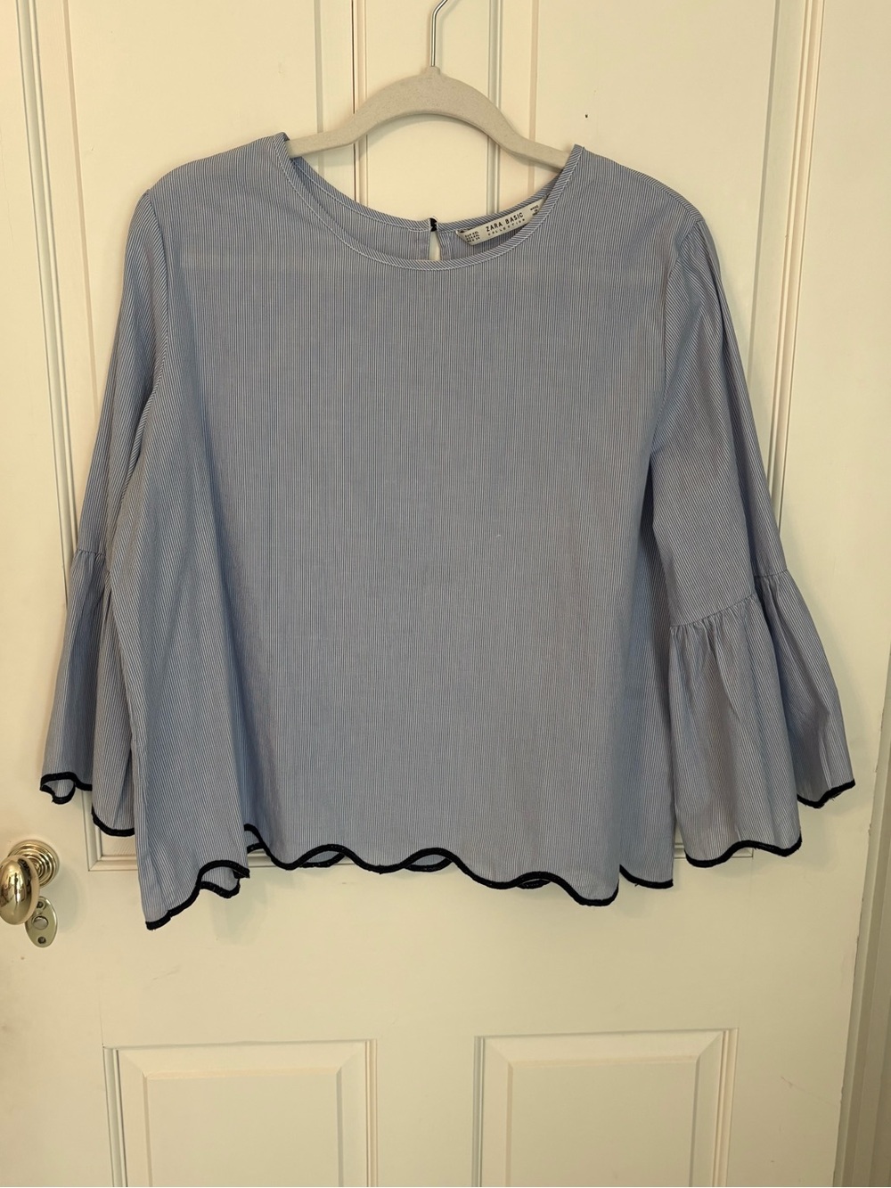 Zara Basic Blue Striped Top